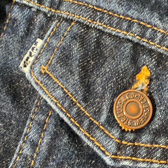 Vintage Levi's White Tab Denim Trucker Jean Jacket Size Youth XL 37488 - Picture 3 of 5